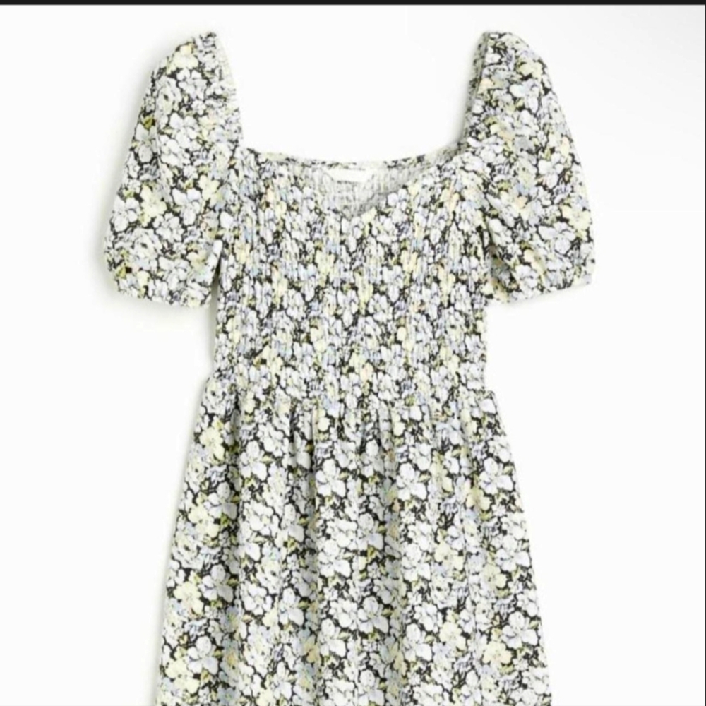 XL H&M multi color floral puff sleeve baby doll dress